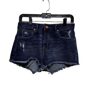 H&M‎ Womens Size 8 Dark Wash Distressed Denim Cut Off Shorts Raw Hem 0603584 7